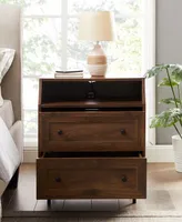 Curved Open Top 2 Drawer End Table with Usb
