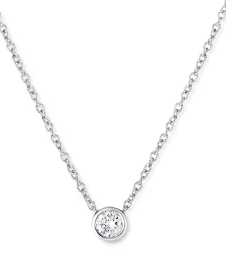 Lab-Created Diamond Bezel Solitaire Pendant Necklace (1/5 ct. t.w.) in Sterling Silver, 18" + 2" extender