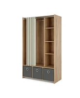 Lola 3 Bin Wardrobe with Curtain