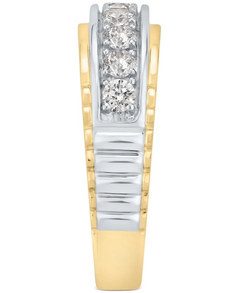 Men's Diamond Ring (1 ct. t.w.) in Two-Tone 10k Gold & White Gold