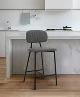 Rococo Faux Leather and Metal Counter Height Bar Stool