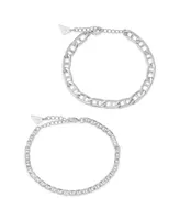 Women's Anchor Chain Silver Plated Bracelet Set