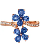 Le Vian Blueberry Sapphire (1-1/2 ct. t.w.) & Nude Diamond (1/5 Flower Statement Ring 14k Rose Gold