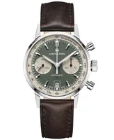 Hamilton Men's Swiss Chronograph Intra-Matic Brown Leather Strap Watch 40mm