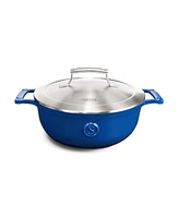 Voyage Series 3.5 Qt Enameled Cast Iron Saucier, Dutch Oven with Stainless Steel Lid