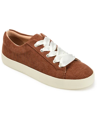 Journee Collection Women's Kinsley Corduroy Lace Up Sneakers