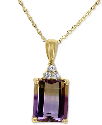 Ametrine (5-1/2 ct. t.w.) & Diamond (1/8 ct. t.w.) 18" Pendant Necklace in 14k Gold