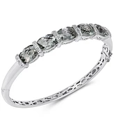 Green Quartz (11-1/2 ct. t.w.) & Diamond (1/8 ct. t.w.) Bangle Bracelet in Sterling Silver