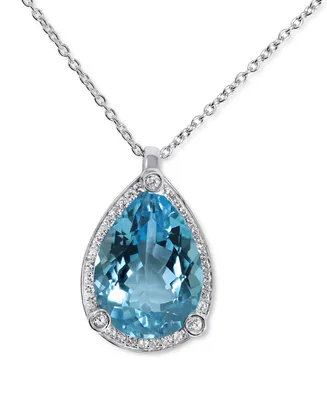 Blue Topaz (24 ct. t.w.) & White Topaz (1/2 ct. t.w.) 18" Pendant Necklace in Sterling Silver
