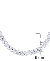 Cubic Zirconia Double Row Adjustable Bolo Bracelet in Silver Plate