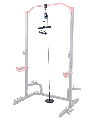 Sunny Health & Fitness Lat Pull Down Attachment for Power Rack Cages, Up to 360LBs Support