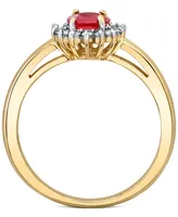 Ruby (1 ct. t.w.) & Diamond (1/5 ct. t.w.) Halo Ring in 10k Gold