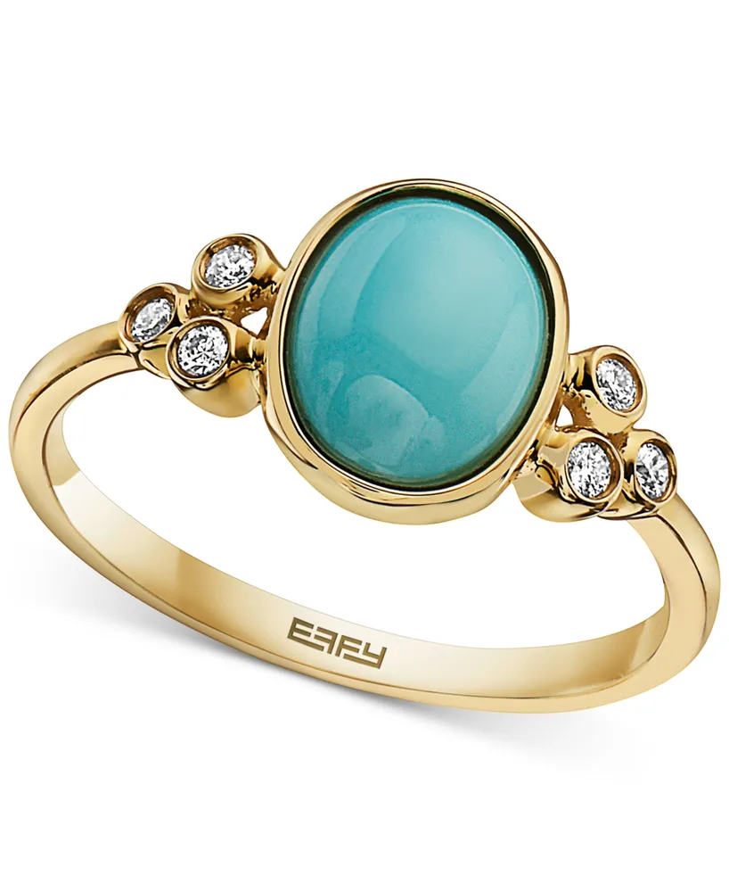 Effy Turquoise & Diamond (1/10 ct. t.w.) Ring in 14k Gold