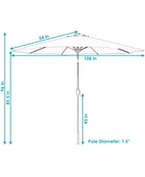 Sunnydaze Decor 9-Foot Patio Umbrella with Solar Led Lights and Push Button Tilt