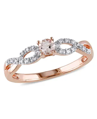Morganite (1/6 ct. t.w.) and Diamond (1/10 Rose Gold Plated Silver, Infinity Ring