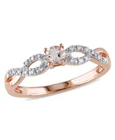 Morganite (1/6 ct. t.w.) and Diamond (1/10 Rose Gold Plated Silver, Infinity Ring