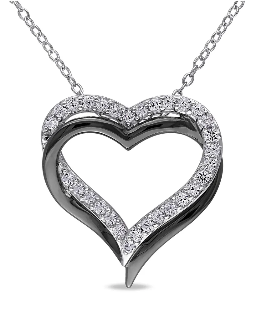 Lab Grown White Sapphire (5/8 ct. t.w.) Sterling Silver, Heart Necklace