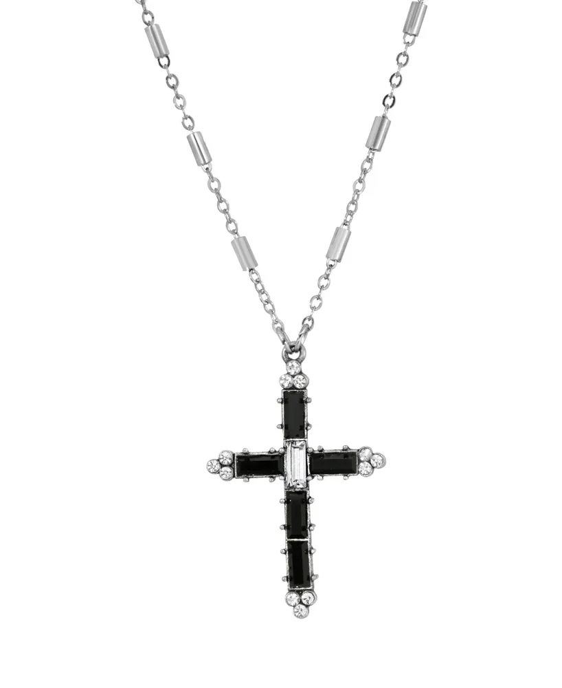 Black Crystal Cross Pendant 925 Sterling Silver Necklace Womens Jewellery  Gifts | eBay