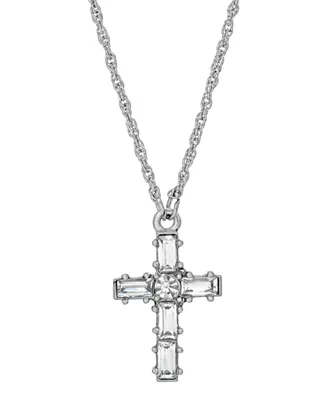 Pewter Crystal Small Cross Necklace