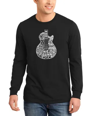 Men's Rock Guitar Head Word Art Long Sleeve T-shirt