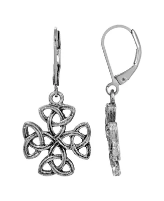 Silver-Tone Celtic Trinity Cross Earrings