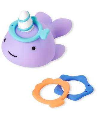 Skip Hop Zoo Narwhal Ring Toss Bath Toy, 4 Piece Set