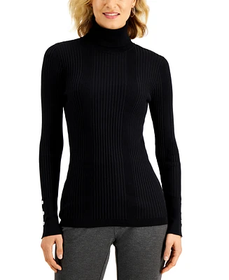 Jm Collection Women's Ribbed Turtleneck Sweater, Created for Macy's