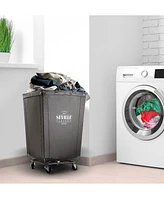 Seville Classics Commercial Heavy-Duty Canvas Laundry Basket Hamper with Wheels