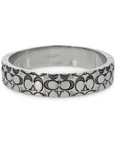 Coach Silver-Tone Crystal Quilted C Bangle Bracelet