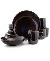 Elama Midnight Beach Dinnerware Set of 16 Pieces