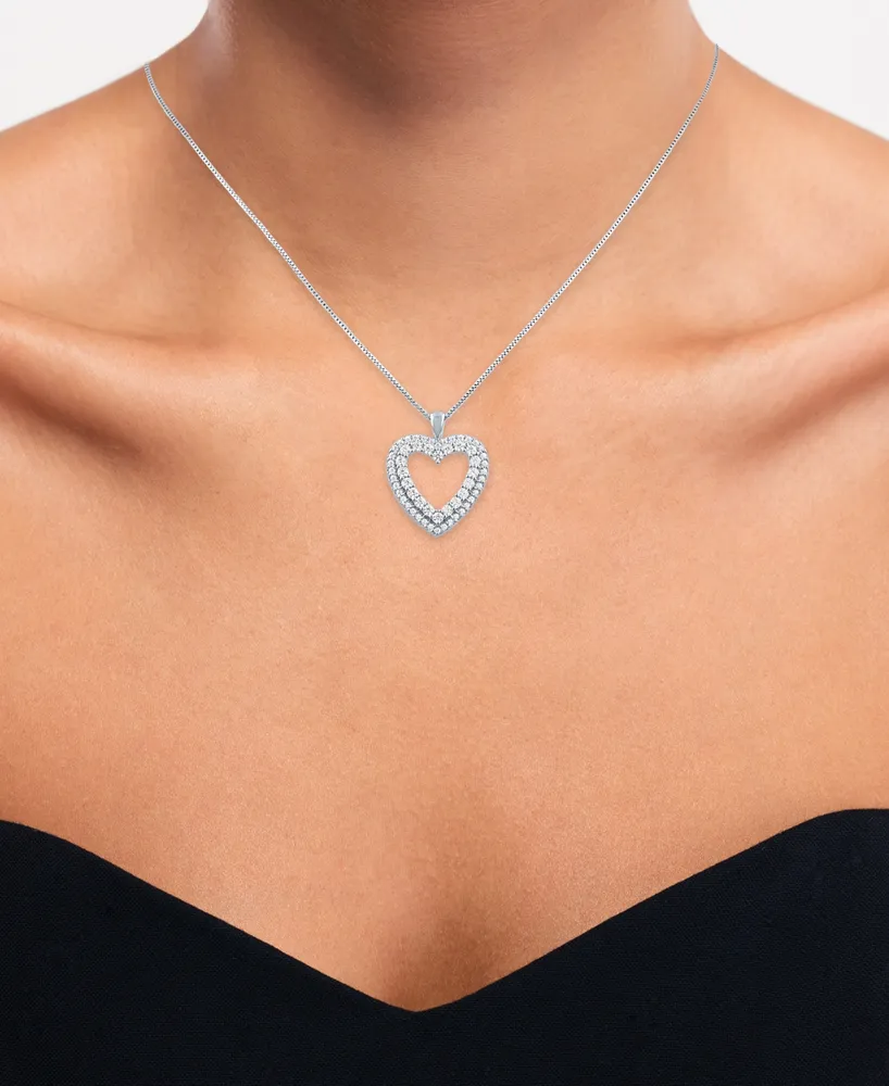 Forever Grown Diamonds Lab-Created Diamond Heart Pendant Necklace (3/4 ct. t.w.) in Sterling Silver, 16" + 2" extender