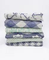 Plaid Tri-Weave Matelasse Cotton Throw Blanket, 70" x 50"