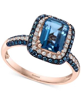 Effy London Blue Topaz (2-1/5 ct. t.w.) & Diamond (1/2 ct. t.w.) Statement Ring in 14k Rose Gold