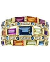 Effy Multi-Gemstone (3-3/4 ct. t.w.) & Diamond (1/10 ct. t.w.) Statement Ring in 14k Gold