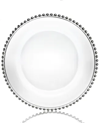 Jay Import American Atelier Glass Silver Beaded Charger Plate