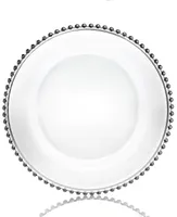 Jay Import American Atelier Glass Silver Beaded Charger Plate