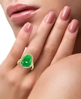 Effy Dyed Green Jade (17x12mm) & Diamond (1/10 ct. t.w.) Statement Ring in 14k Gold