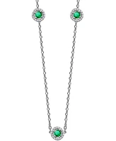 Sapphire (7/8 ct. t.w.) & Diamond (1/4 ct. t.w.) Halo 16" Statement Necklace in 14k White Gold (Also in Ruby & Emerald)