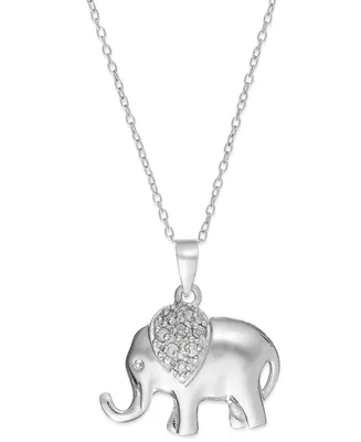 Diamond Elephant 18" Pendant Necklace in Sterling Silver (1/10 ct. t.w.)