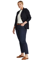 Lauren Ralph Women's Plus Combed Cotton Single-Breasted Blazer