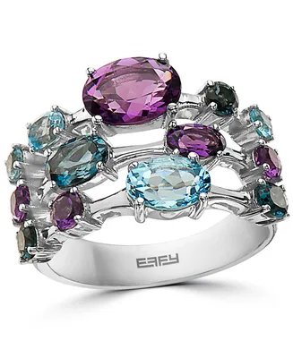 Effy Multi-Gemstone Triple Row Statement Ring (3-3/4 ct. t.w.) in Sterling Silver