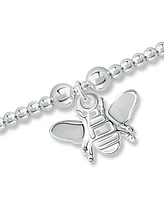 Bead Bee Charm Bracelet in Silver Plate