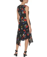 Calvin Klein Handkerchief-Hem Chiffon Dress