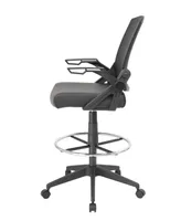 Boss Office Products Mesh Drafting Stool with Flip Arms