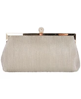 Women's Pleated Metallic Frame Clutch