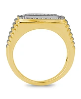 Men's Diamond Two-Tone Cluster Ring (1/2 ct. t.w.) in Sterling Silver Or 18k Gold Over Silver