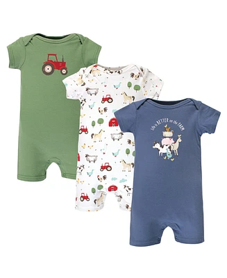 Hudson Baby Baby Boys Hudson Cotton Rompers Farm Animals