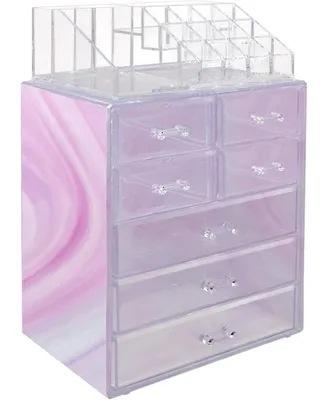 Sorbus Medium Tie-Dye Makeup Organizer Set - (3 Large / 4 Small Drawers/Top Tray)