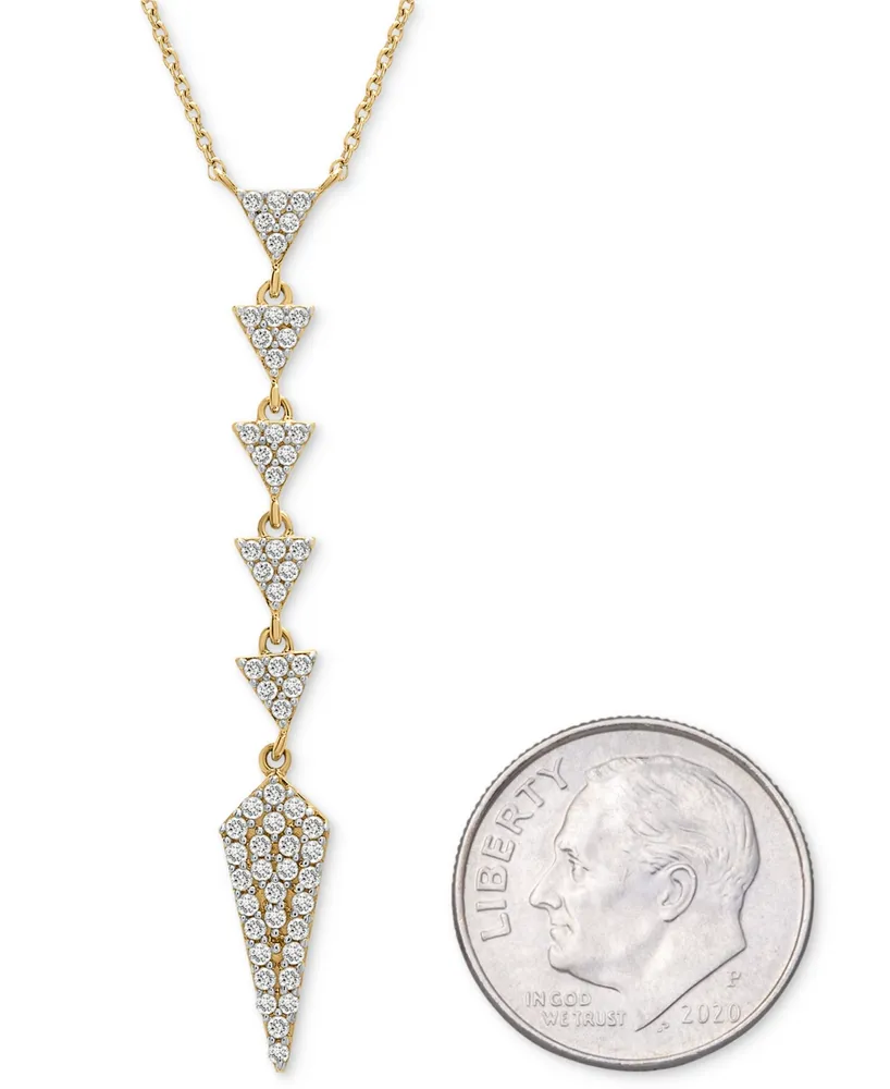 Wrapped Diamond Triangle Lariat Necklace (1/3 ct. t.w.) in 14k Gold, 16" + 2" extender, Created for Macy's