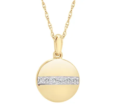 Wrapped Diamond Disc Pendant Necklace (1/10 ct. t.w.) in 14k Gold, 18" + 2" extender, Created for Macy's